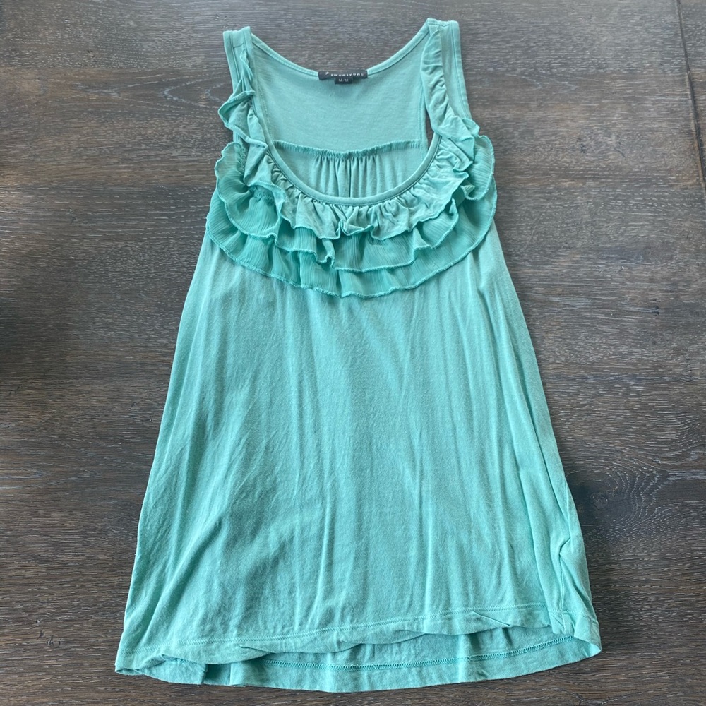 2/$20 Forever 21 ruffle tank top racerback mint medium